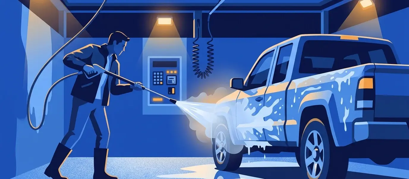 Illustration for the guide: How to use a self-serve car wash